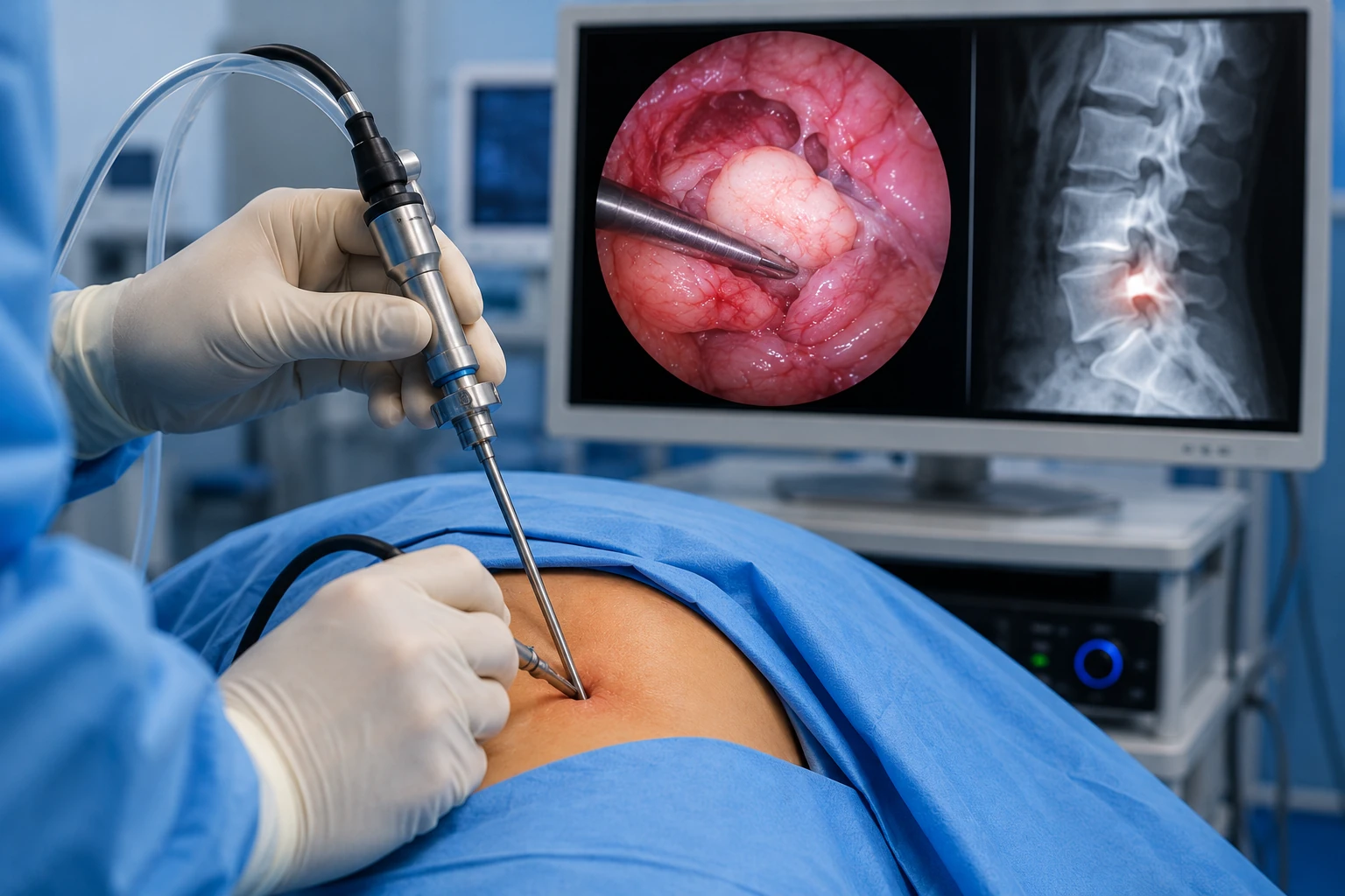 Endoscopía de columna vertebral para el tratamiento de hernia discal lumbar